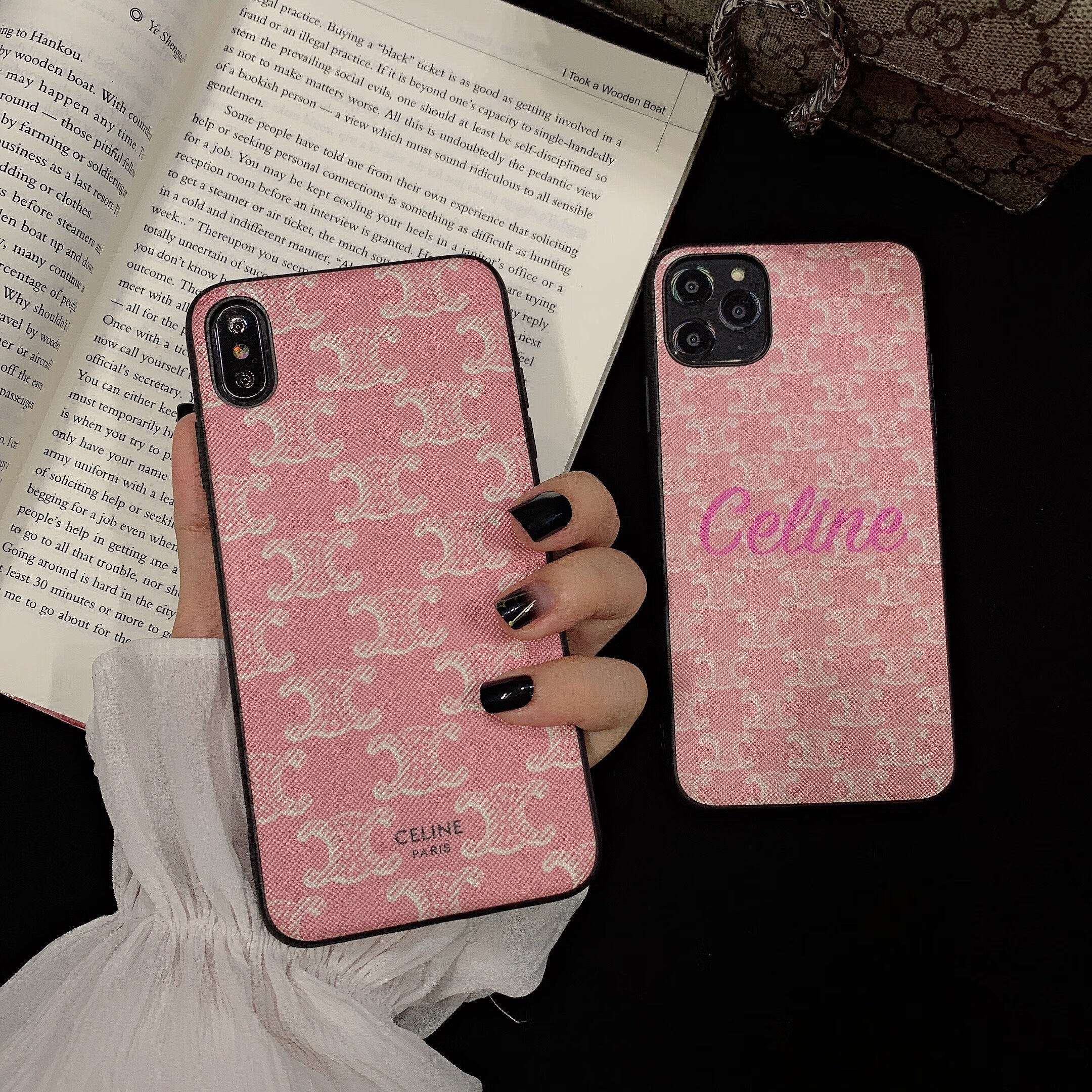 斐喆celine老花11pro适用苹果xs max手机壳iphonex/xr女款8plus粉色7p