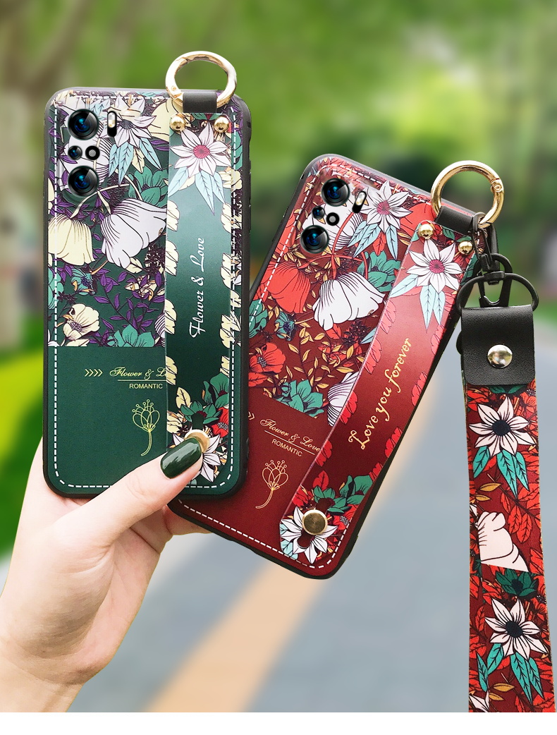 庐府序 红米k40手机壳小米redmik40挂绳背带挂脖花语腕带保护套女款