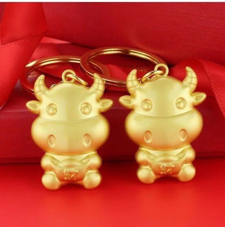 abay金牛报喜2021牛年福牛钥匙扣挂件福袋生肖金牛宝钥匙扣姒桀 金色