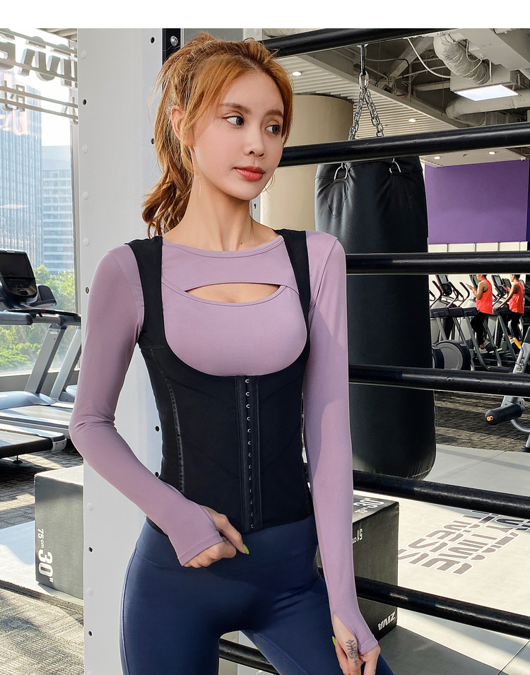 卡卡同款塑身衣收腹束腰连体衣美体产后神器塑形瑜伽服健身衣 黑色 m