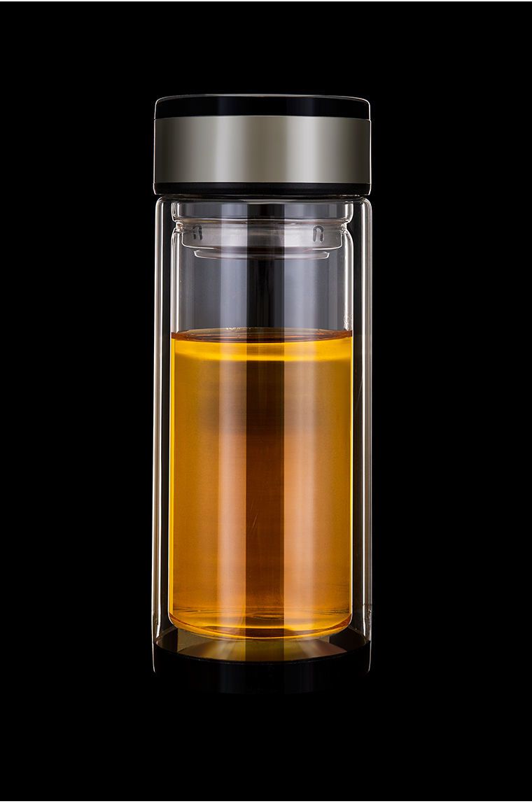 玻璃保温杯防摔双层玻璃杯带把大容量双层玻璃杯简约男士家用水杯便携