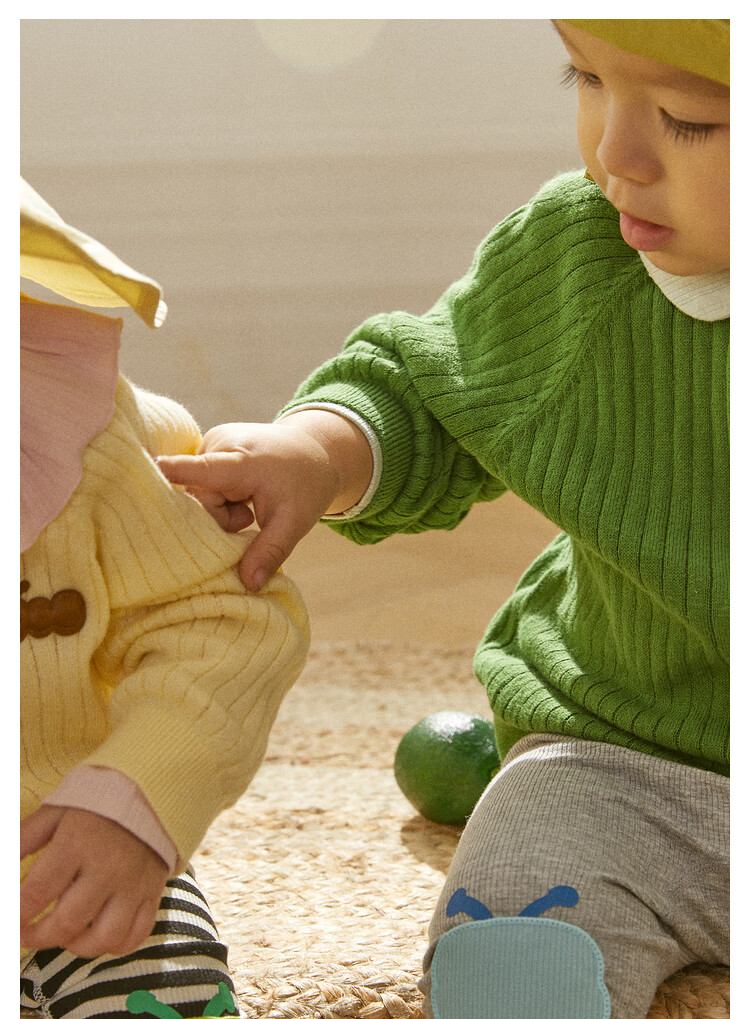 Papa Spring And Autumn Children's Sweater Knitted Cardigan for Boys And Girls, Striped Top Outerwear, Blue, 73cm 17