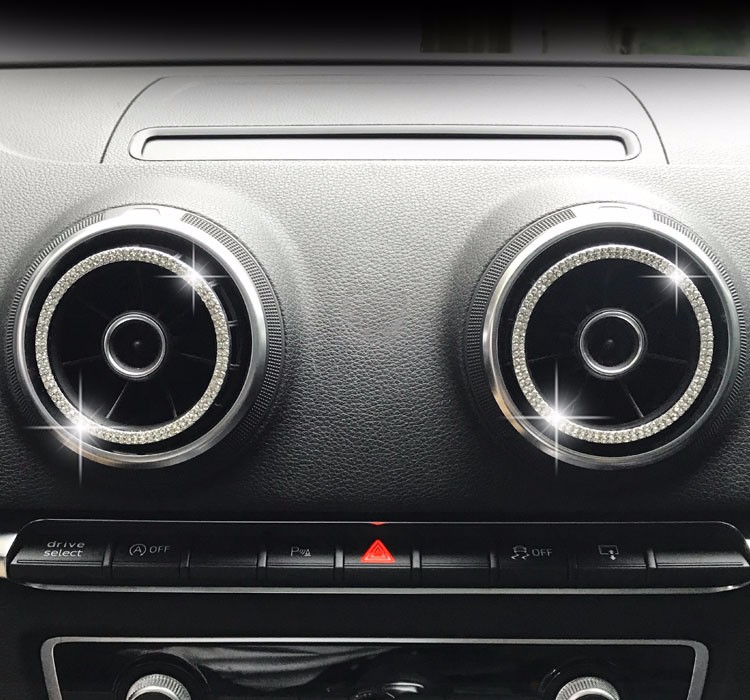 适用于奥迪a3出风口装饰圈带钻a3汽车内饰专用q2l改装镶钻s3空调口