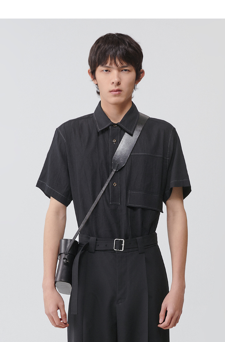 速写男装2021夏季新品简约衬衫时尚撞色9k5150380 467浅蓝 s