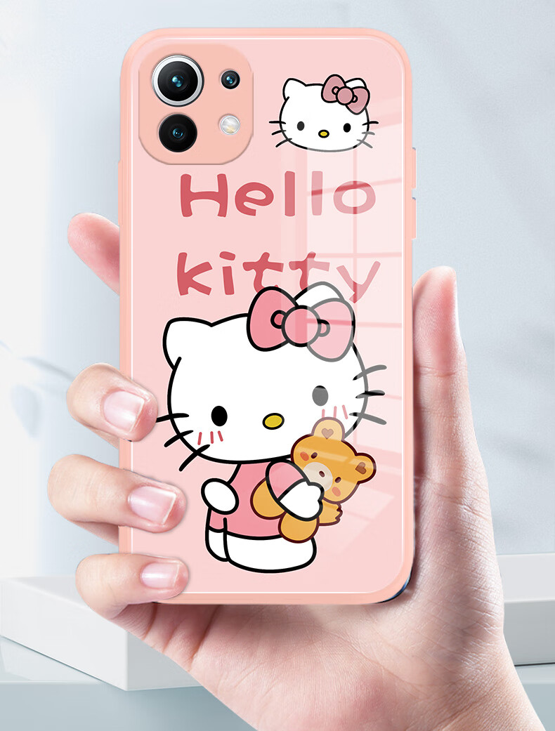 儒追 哈喽kitty猫咪小米mix4手机壳11pro液态玻璃10s卡通11青春版红米