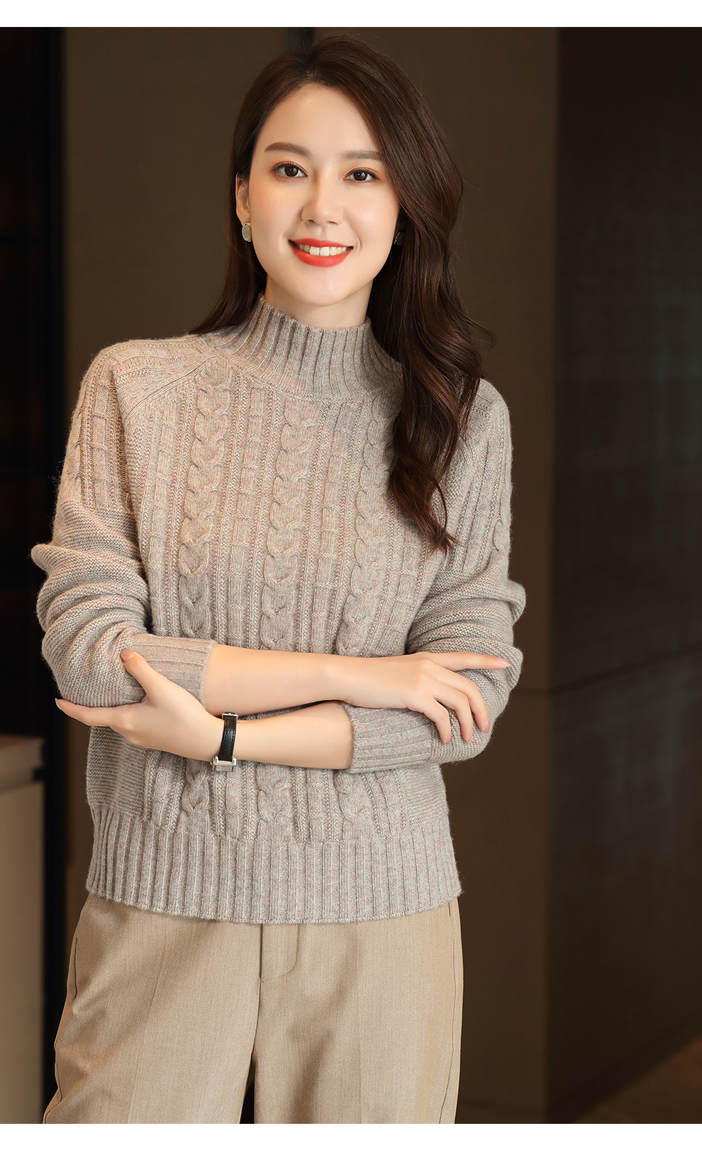 戈赛亚(gesaiya)轻奢品牌半高领羊绒衫女加厚2020秋冬新款纯色套头