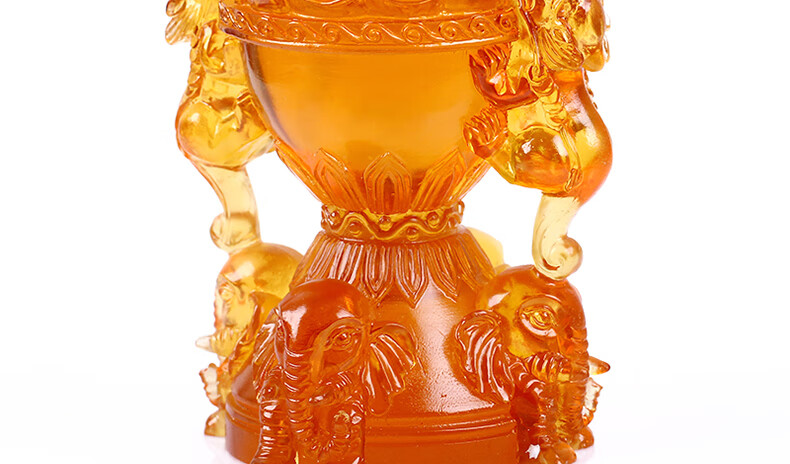 财象高升琉璃摆件 易明居极上金多宝财象高升吉祥宏琉璃摆件2021年铜