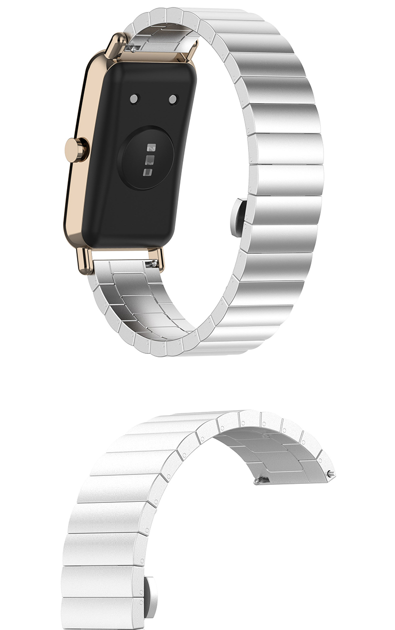 mini钢表带智能手表不锈钢腕带 一株钢带【黑色】 适用:华为watch fit