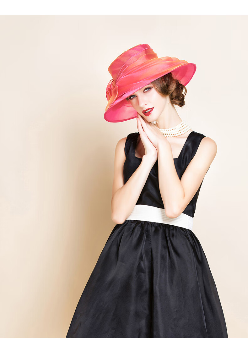 rogosky 专柜潮牌夏季时尚欧根纱遮阳礼帽休闲百搭英伦高端宴会帽名媛