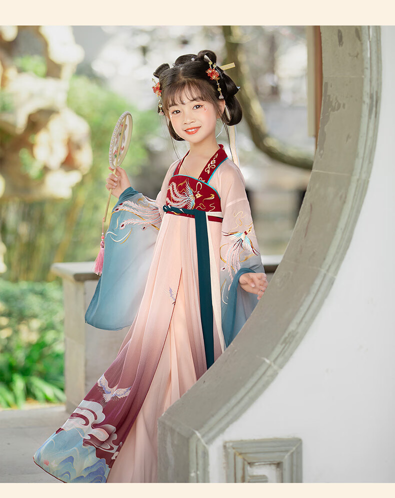 演出服儿童中式服装12岁女孩唐装春秋薄款高端中国风超仙可爱汉服套装