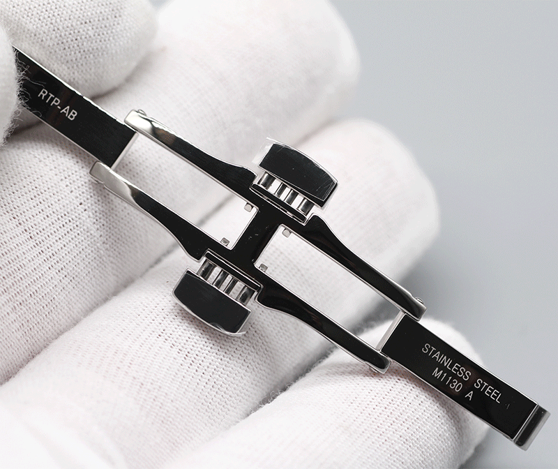 适用于美度表扣贝伦赛丽舵手指挥官配件x2042钢表链钢带双按蝴蝶扣