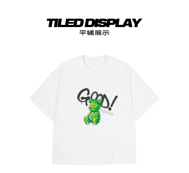 商场同款gxgjeans男装2021夏季新款t恤男潮牌xx熊印花ins短袖休闲宽松