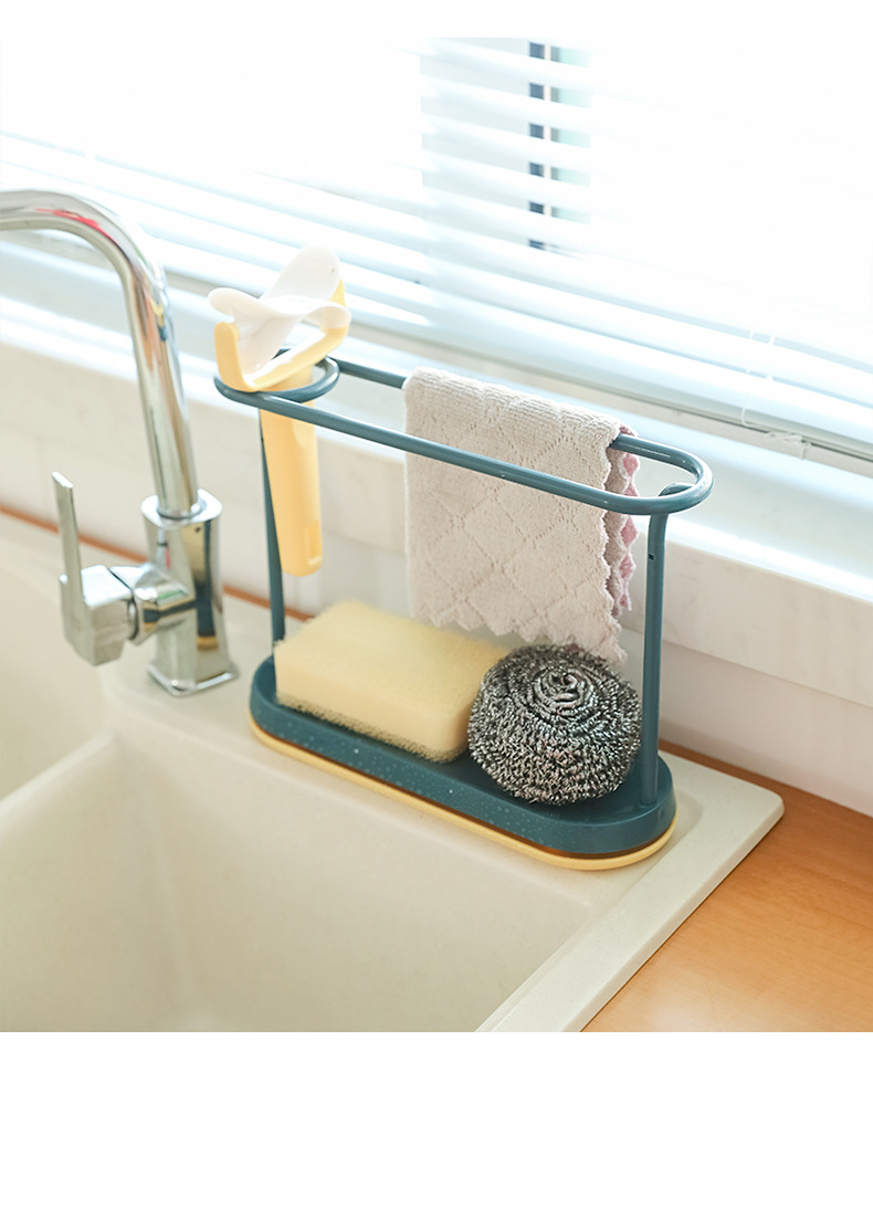 抹布架厨房毛巾架免打孔立式洗碗布收纳沥水架放挂抹布架子 白色