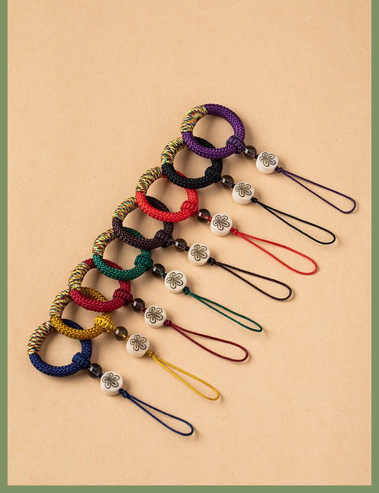 手机挂绳中国风手编短款手机链创意防丢摔指环扣钥匙挂件手工编制指环