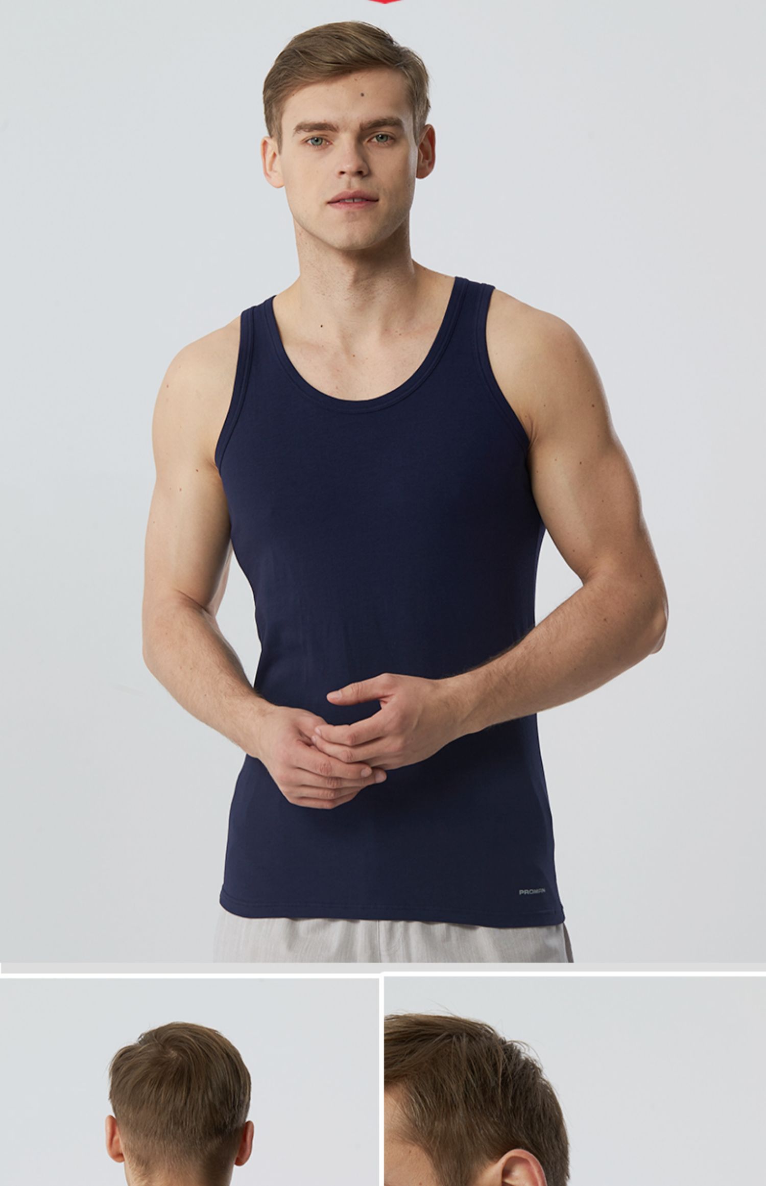 proman豪门男士背心弹力宽松打底衫潮休闲运动无袖汗衫棉 麻灰 180