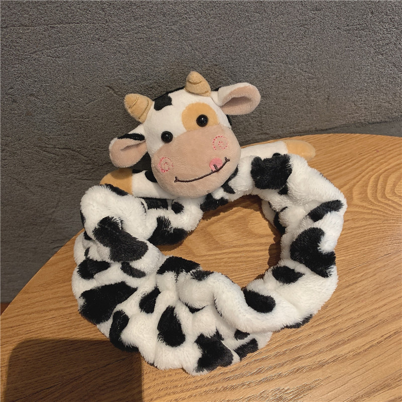 舒适洗漱发箍超萌奶牛洗脸毛绒女网红可爱防滑压敷面膜头饰发带