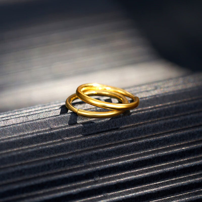 bdd珠宝正品足金9999素圈耳环纯金黄金耳钉耳圈耳饰女易限hxm3873 约