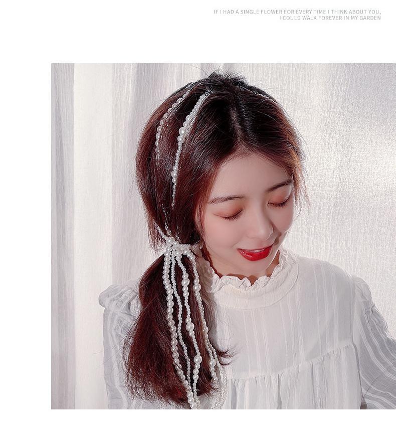 【朴芬】杨超越同款编发神器珍珠流苏链条发夹女网红森系绑发双马尾