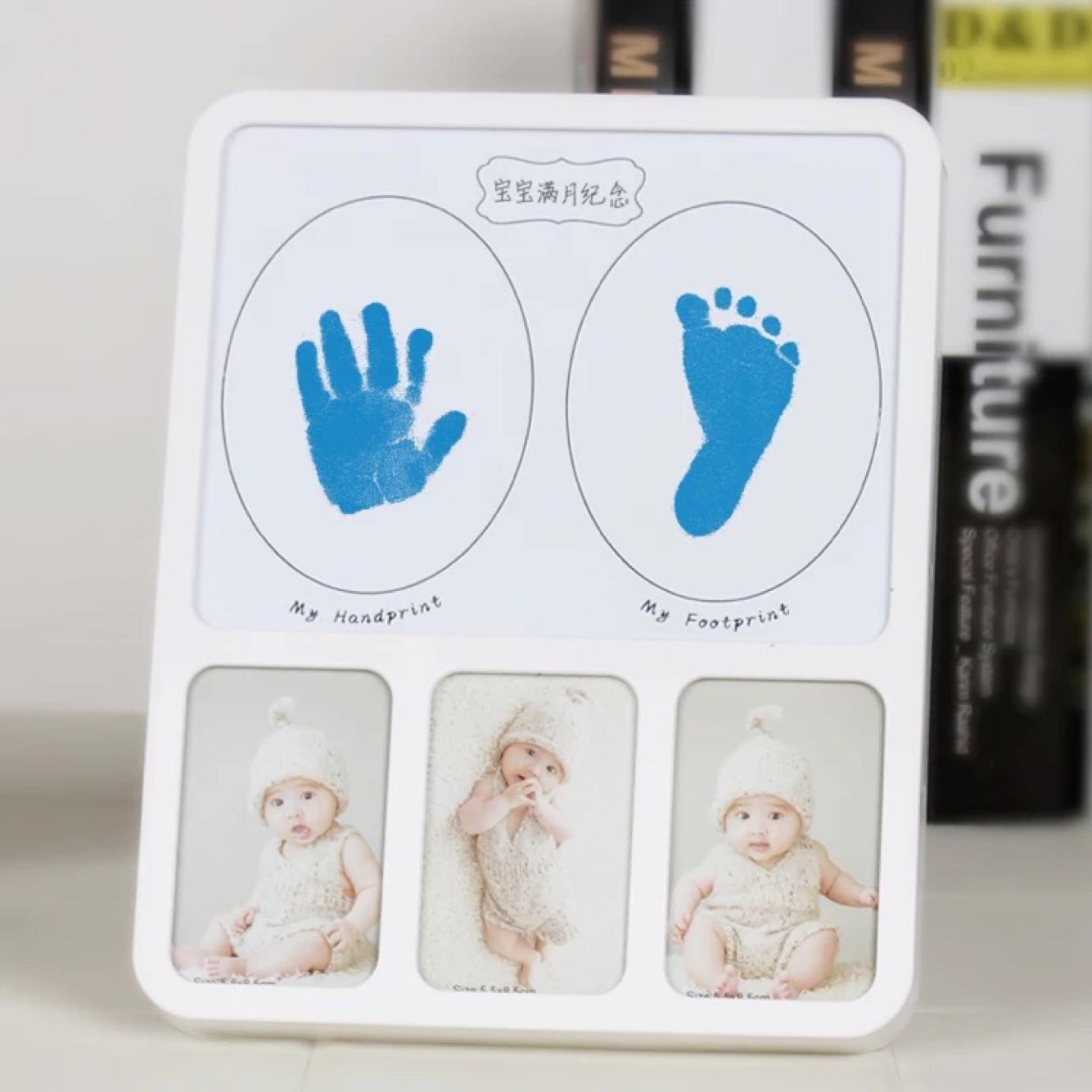 特大号印台婴儿手掌印脚印加大号方形超大印泥红 蓝 色款黑色空白款