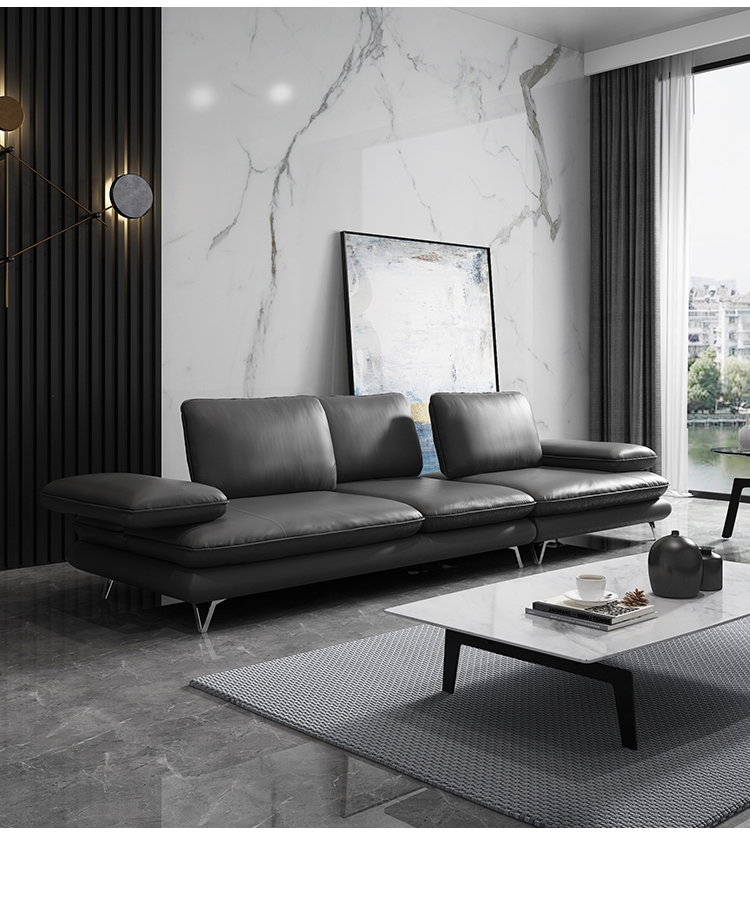 哥斯特木业 直角沙发真皮沙发可调节大坐深头层牛皮沙发 2.