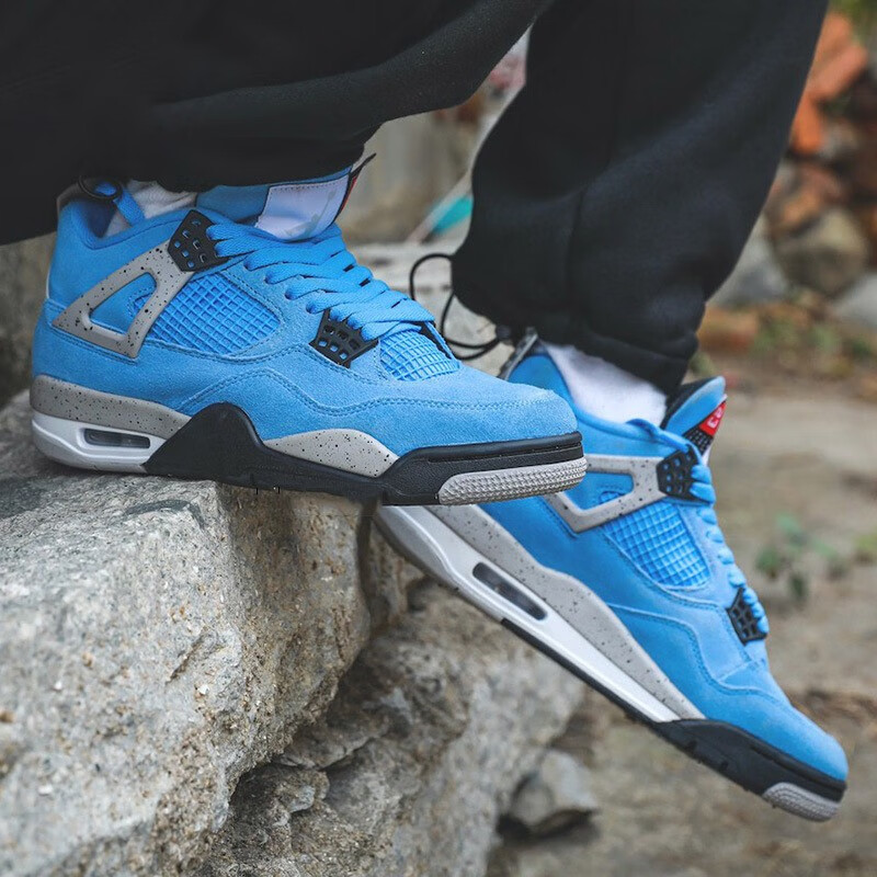 nike耐克潮 ()air jordan aj4男鞋板鞋大巴黎热熔岩蓝白刺子绣大巴黎