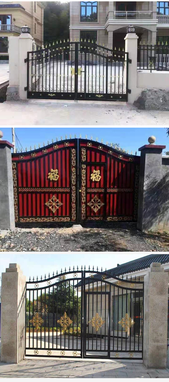 铁艺大门别墅庭院对开门农村院子双开门镀锌花园小区欧式门封板门