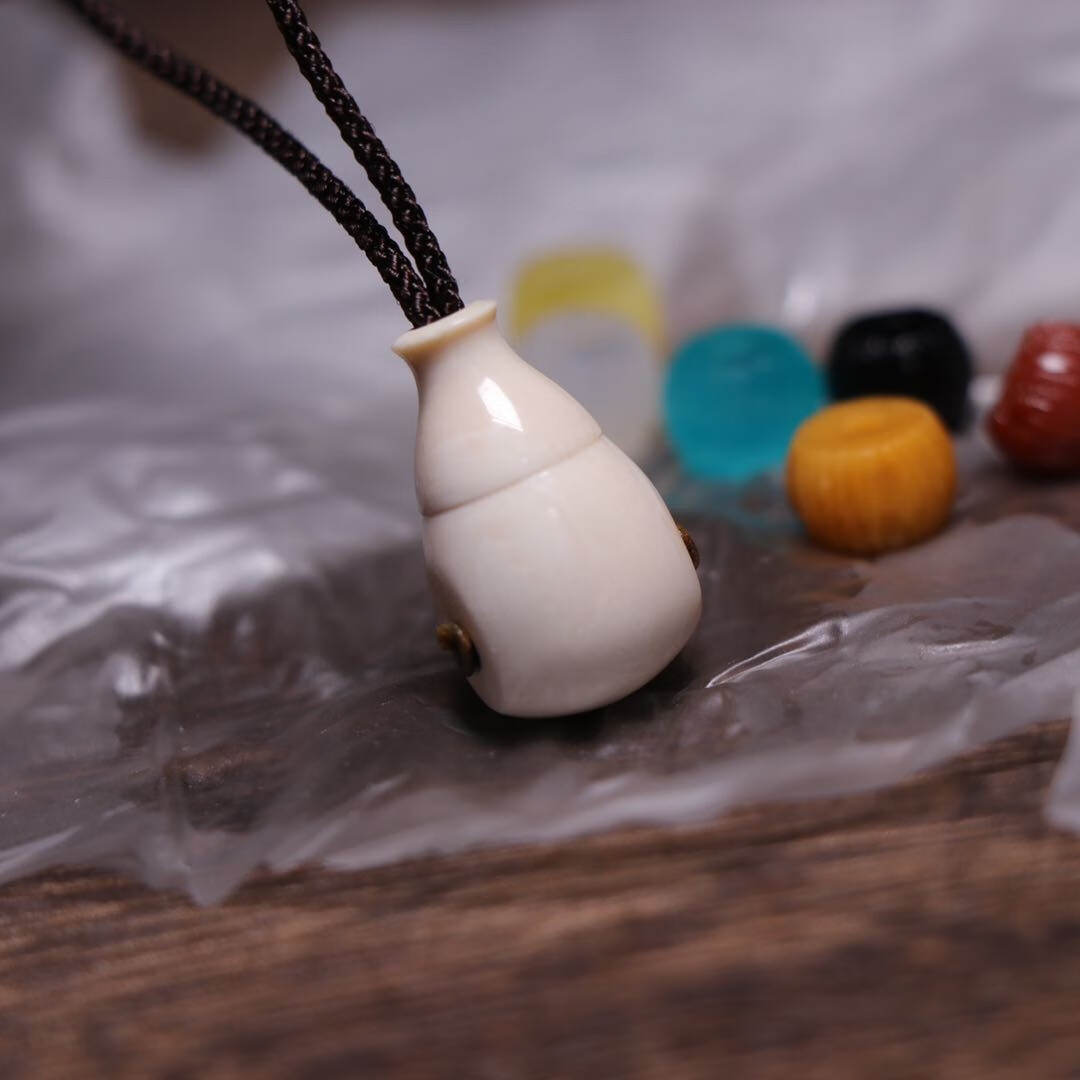 纯手工猛犸象牙西施壶三通佛头配饰百香星月金刚菩提配件对孔11mm左右