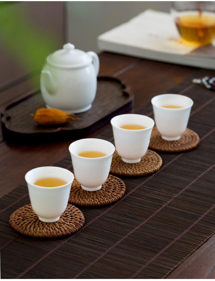 瓷都窑火 手工定制白瓷功夫小茶杯茶盏陶瓷个人单杯品茗杯单个 折沿杯