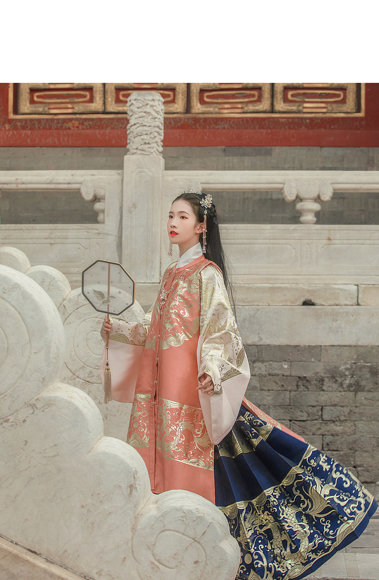 汉尚华莲九曜汉服女明制织金比甲原创国风百搭秋冬售完不补仅比甲一件