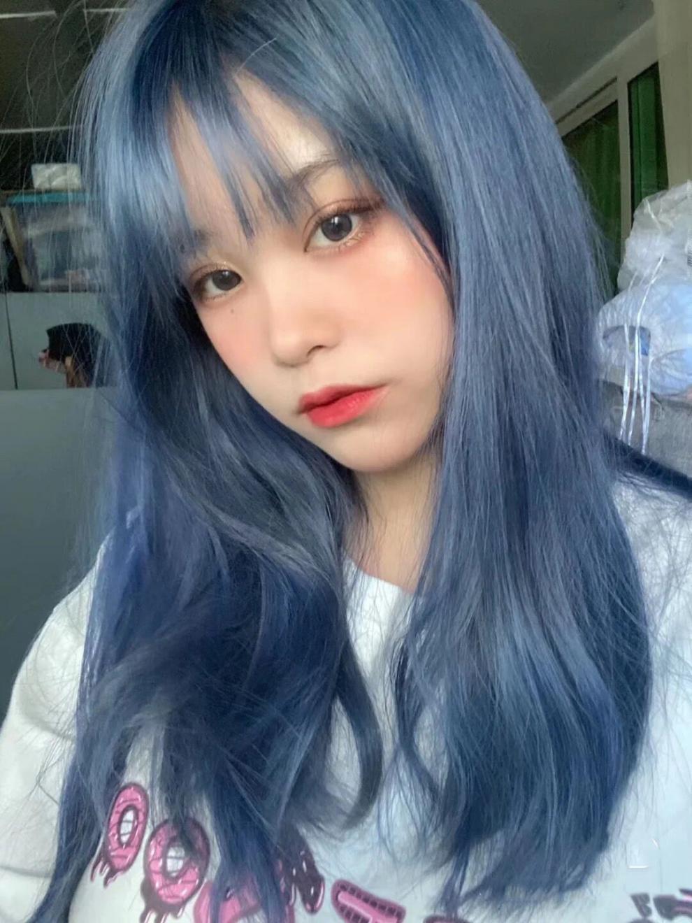 剂自己染2021流行色雾霾蓝黑 雾霾蓝 褪色剂(头发不够8度黄选)【图片