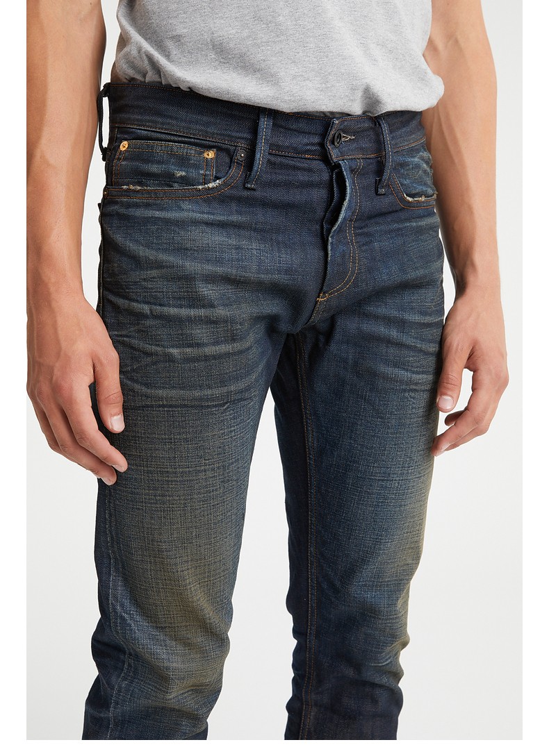 denham男士时尚candiani水洗赤耳丹宁复古刻印修身razor牛