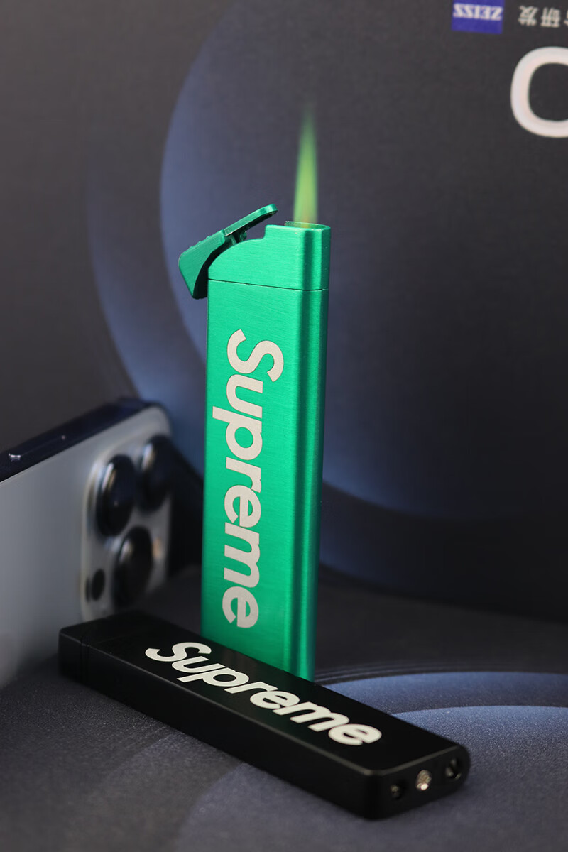 打火机 潮牌supreme防风绿焰充气打火机个性创意直冲小巧送男友礼物