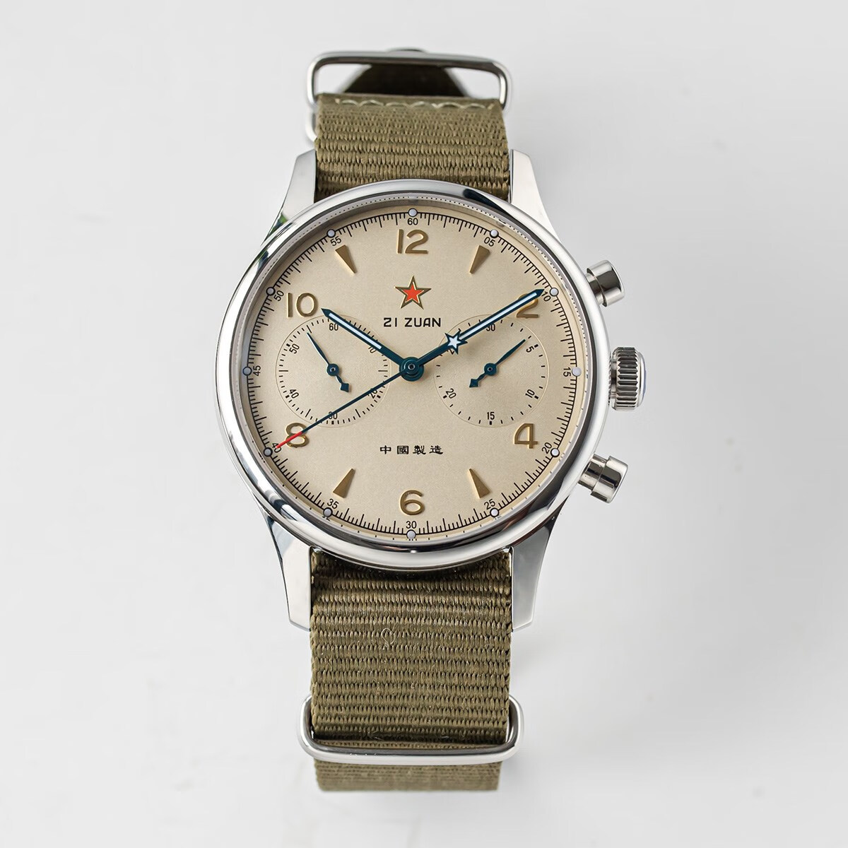 海鸥(seagull)同款的机芯1963航空计时码表复古飞行员复刻蓝宝石男表