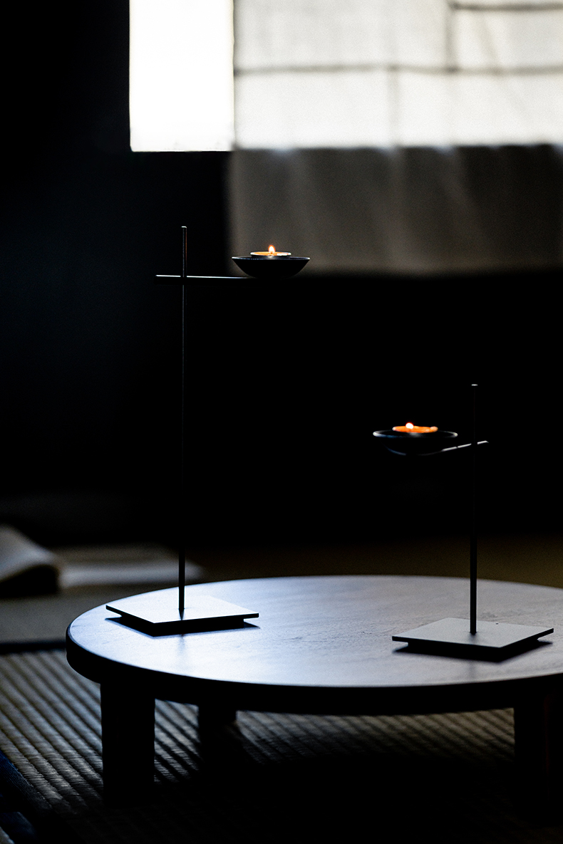 油灯台复古摆件铁艺蜡烛台架民宿茶室装饰禅意 烛台高款 矮款【图片