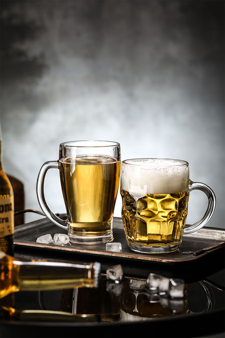 啤酒杯子英雄杯创意玻璃杯超大容量网红扎啤杯带把手家用ktv酒杯 1300