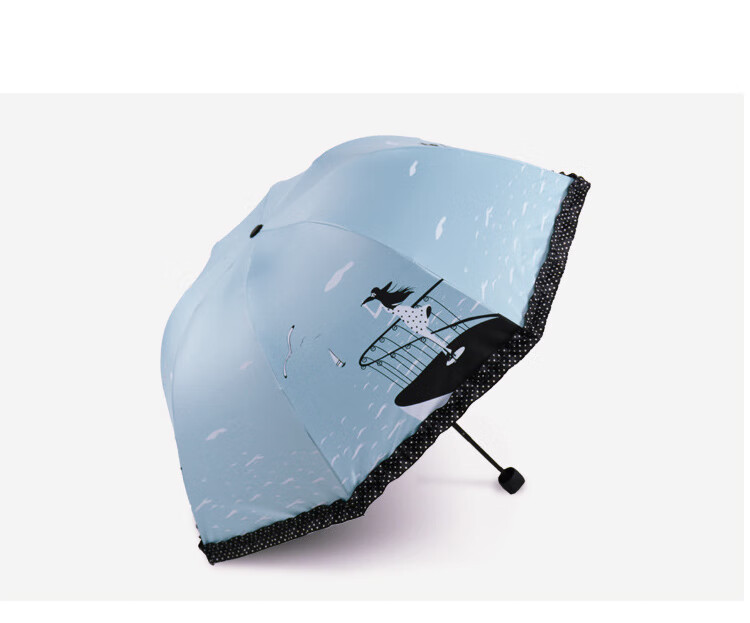 南极人遮阳雨伞 新品蘑菇伞黑胶防晒拱形公主伞折叠四折可爱小清新