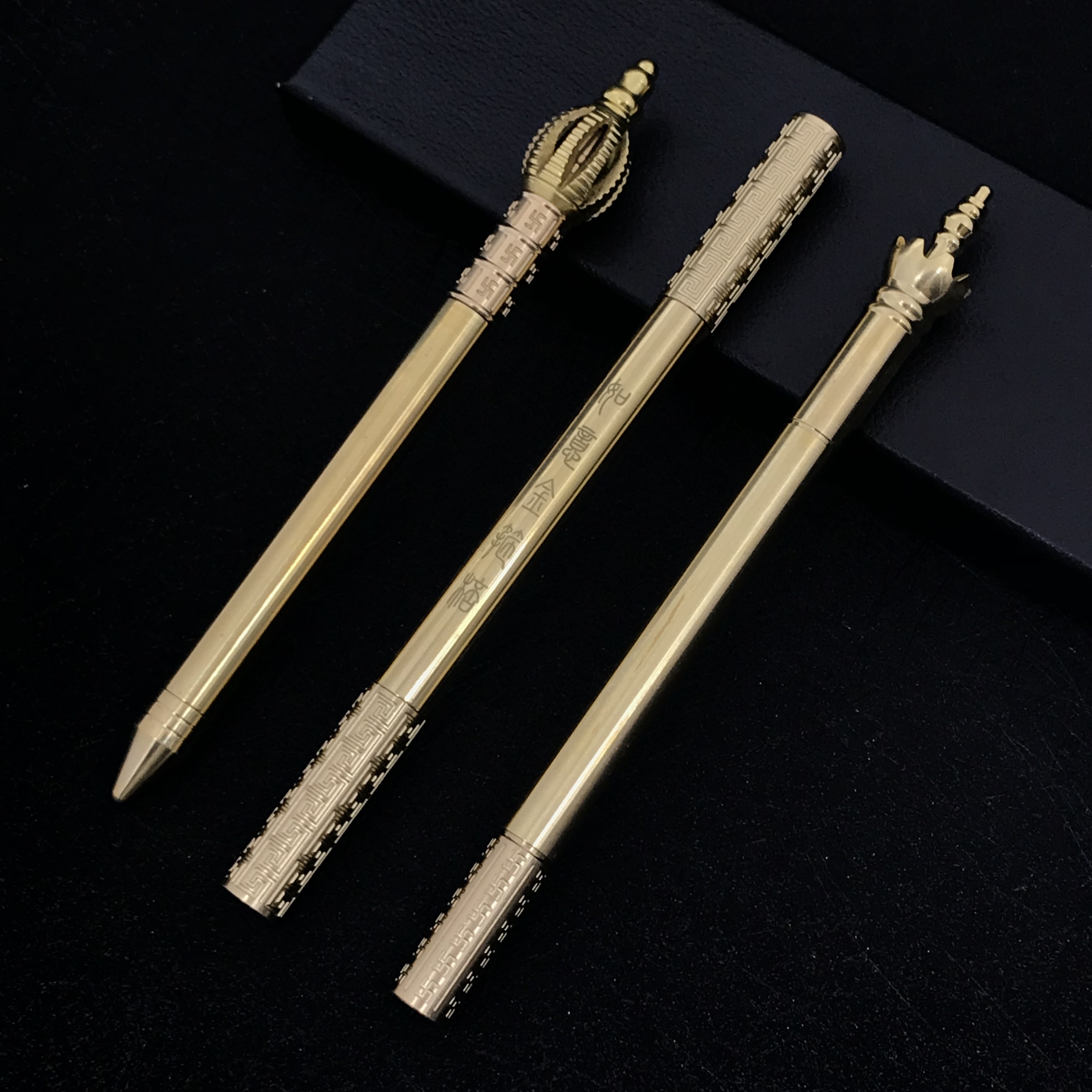 金箍棒铜笔创意中性签字笔商务创意黄铜金属学生水笔个性刻字定制