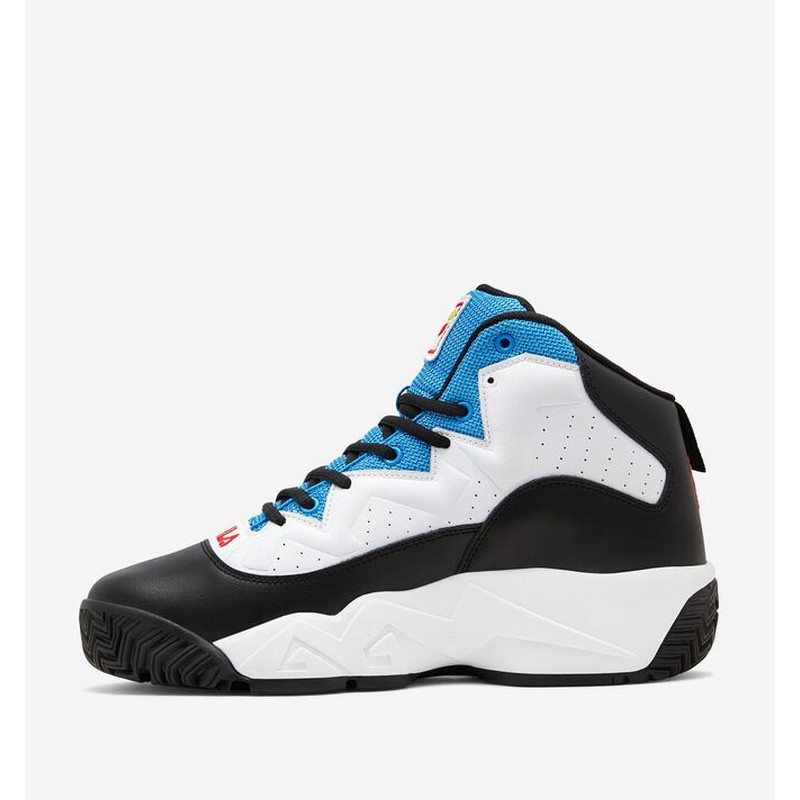 fila斐乐男鞋休闲鞋系带皮质高帮篮球鞋 复古回纹设计 时尚撞色 春夏