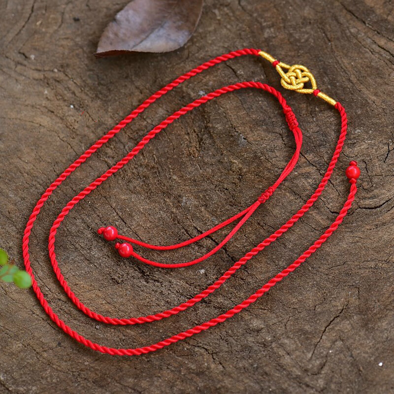 安岁红绳月石缘腰链女本命年礼物男色带性感光身生肖属牛 腰围2尺7=90