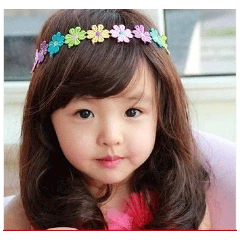 女孩假发 小孩女宝宝长发女童假发公主婴儿假发帽 斜梨发黑色