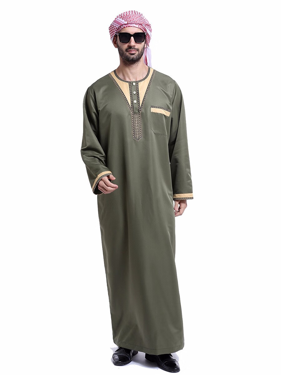 沙特迪拜服装服饰迪拜长袍白袍中东阿拉伯国家王子休闲服装定制款