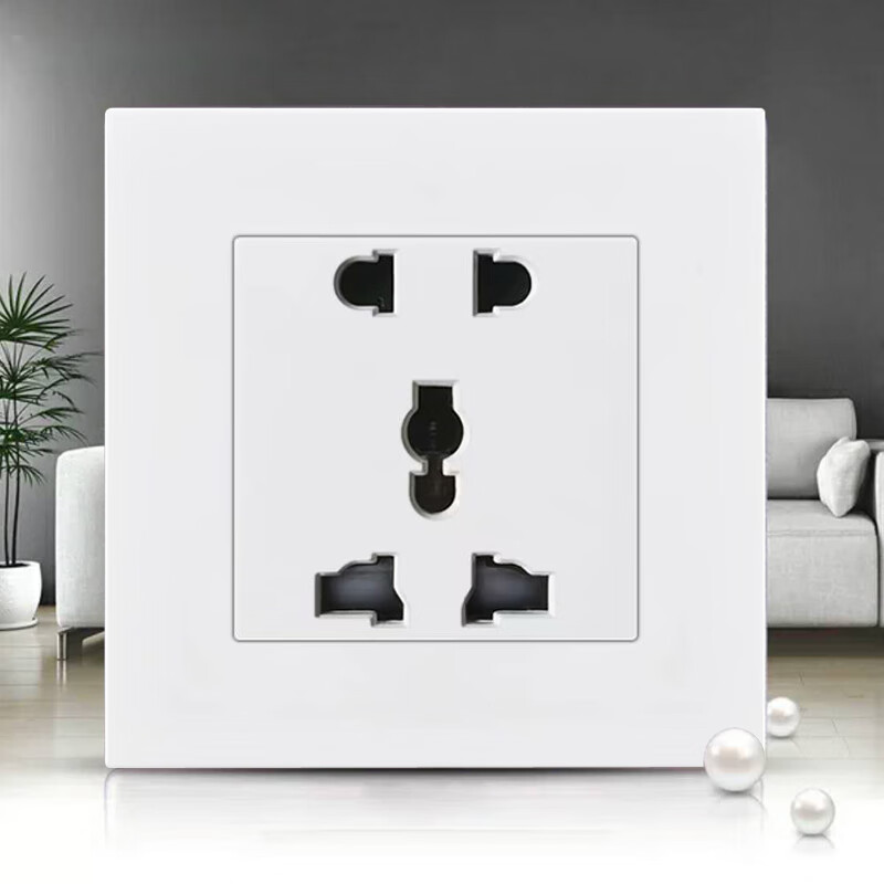 白色13a五孔多功能插座带usb电制通用英式欧标港澳版面板一开多五孔