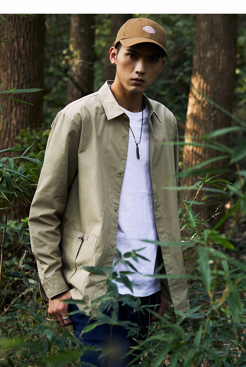 dickies小老虎衬衫新年款纯色长袖衬衫男士休闲上衣衬衫男dk009715沙