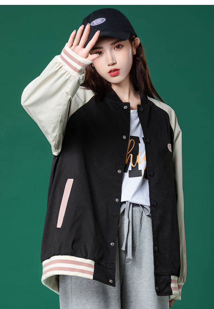 玎琅轩 运动外套少女春秋装2021新款初中高中学生韩版休闲棒球上衣服