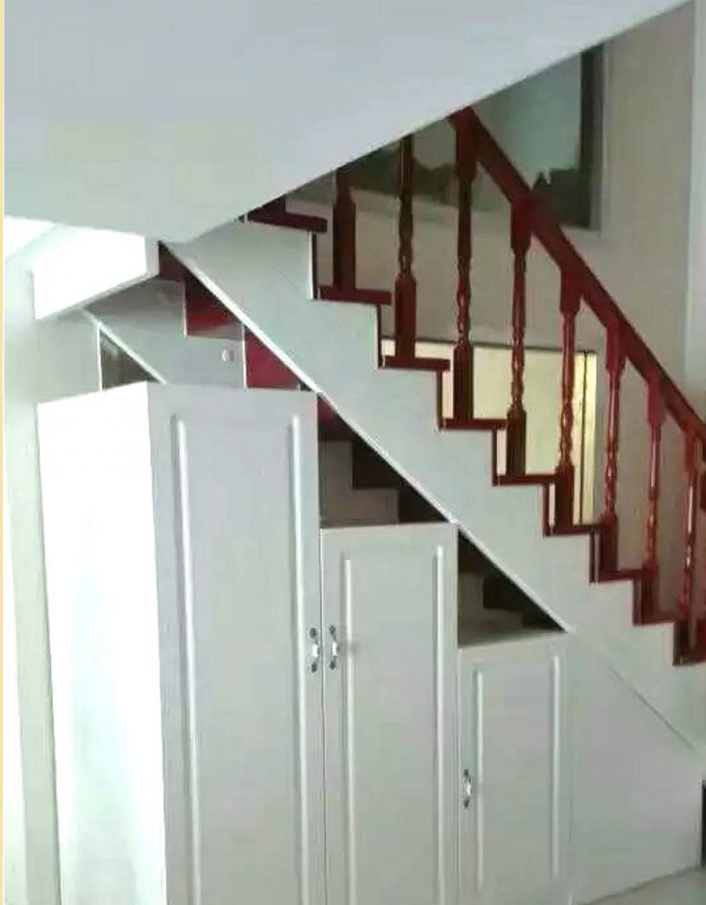 实木楼梯下储物柜斜角楼梯下异形储物柜 黄色 1