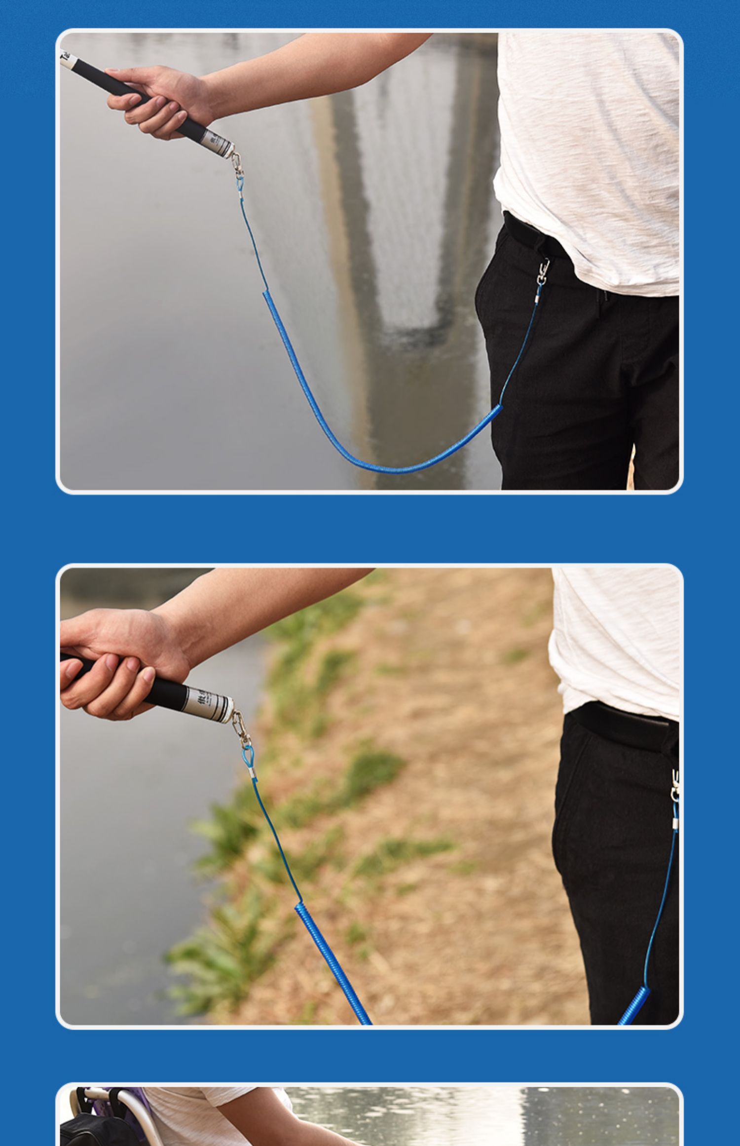 钓鱼失手绳垂钓自动伸缩大物水库专用鱼竿防脱绳脱手绳多功能钢丝傲魂