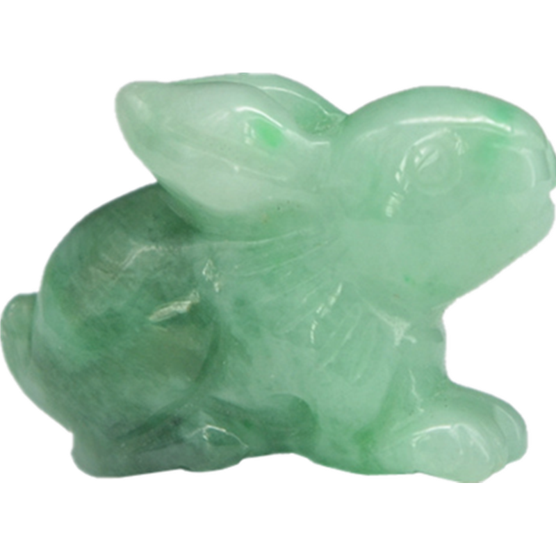 天然a货翡翠兔子吊坠a货缅甸玉兔挂坠翠绿精致立体生肖小兔子玉佩