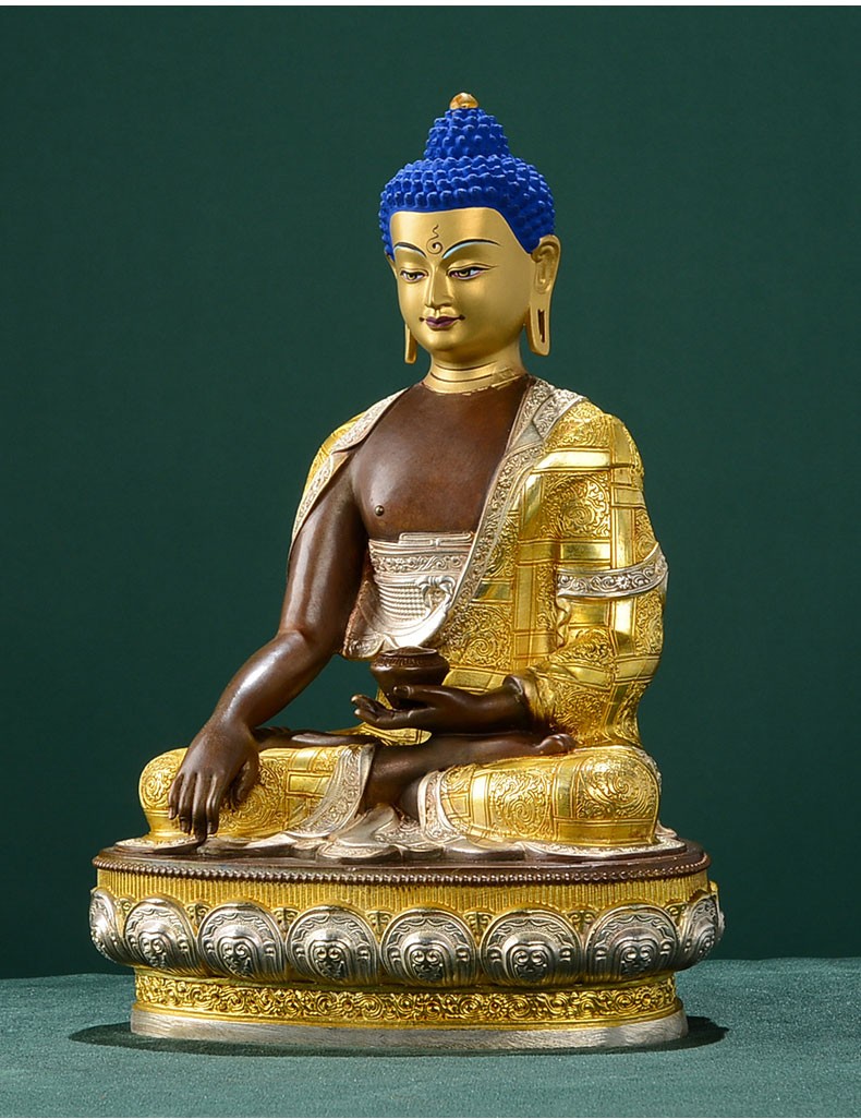 艺巅吉彩 释迦牟尼佛佛像 藏传密宗三宝佛金刚铜鎏金释迦摩尼佛摆件 7