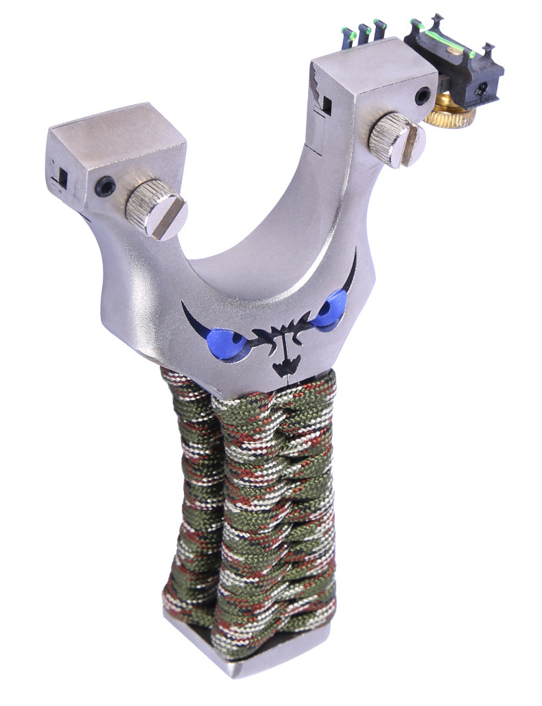 崛适扁皮筋弹弓大全新手不锈钢高精度弹工架牛角弓重型弹叉重弓免绑弓