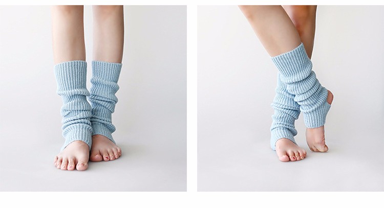 儿童拉丁舞护腿袜 针织芭蕾舞暖腿 秋冬踩脚袜套 【墨绿/孔雀蓝】55cm
